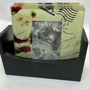 Melannco Holiday Photo Coasters in Wooden Holder